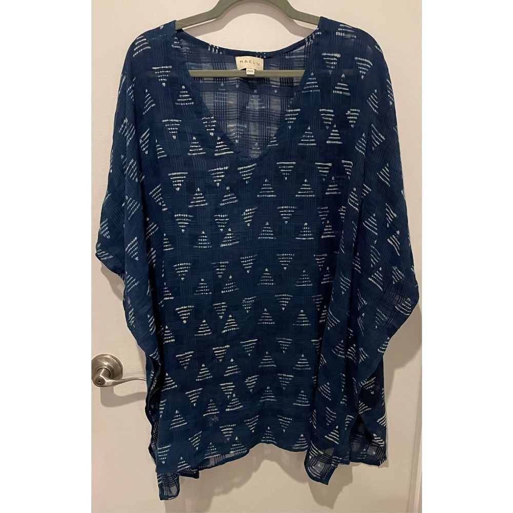 Maelu Designs Kaftan Flawed Blue Triangles One Size